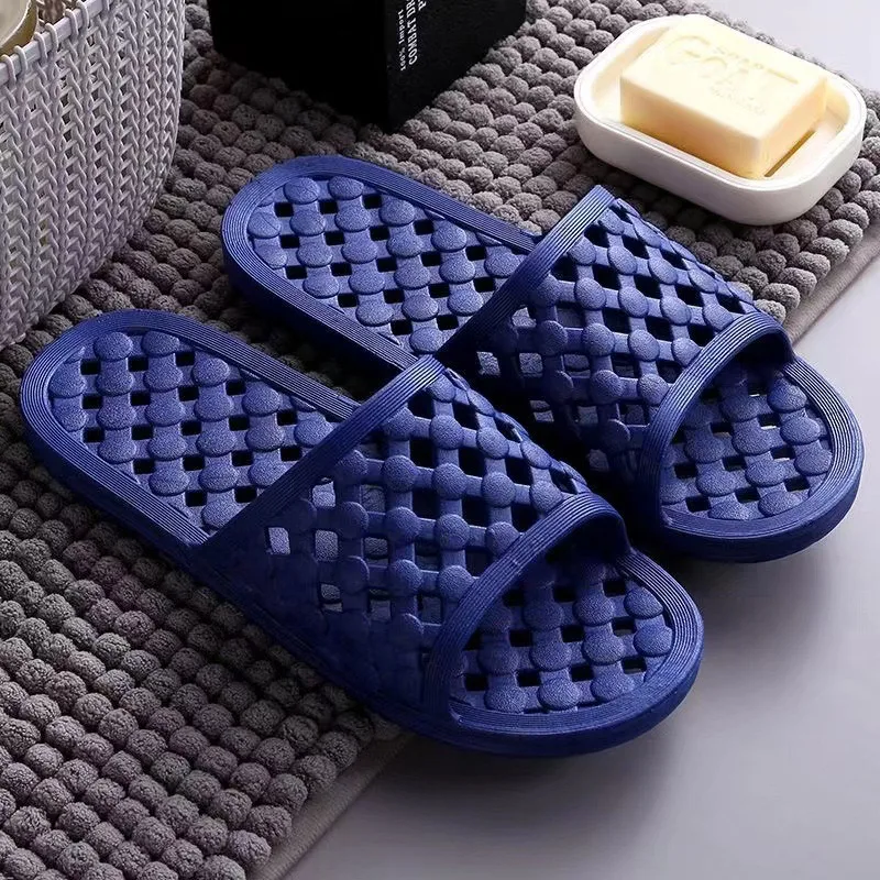 Home bathroom slippers hollow out shower anti slip couple hotel gym wearing cool slippers for men