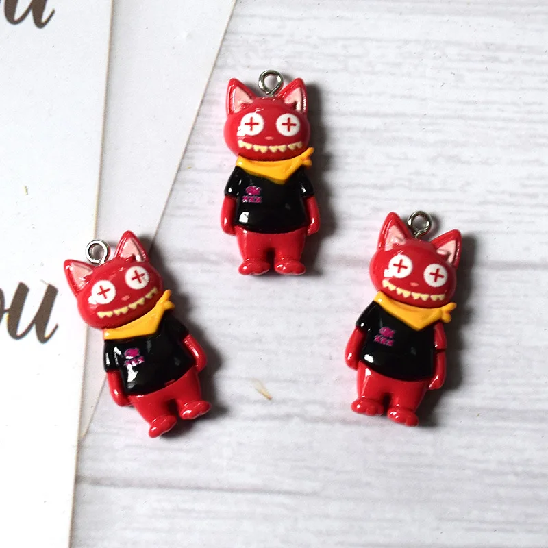 10Pcs Cute Pirate Kitten Charms Cartoon Resin Pendant For Making Diy Necklace Earrings Keychain Handmade Accessories Supplies