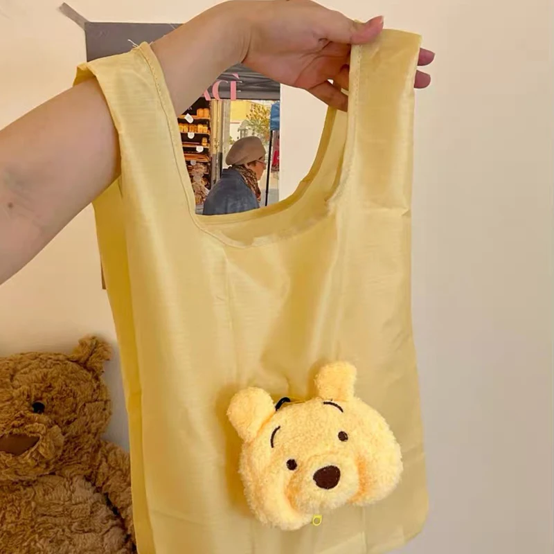 

Disney Shopping Bag Pooh Bear Reusable Grocery Bags Foldable Eco-Friendly Tote Bag Cartoon Large Capacity Lightweight Handbag
