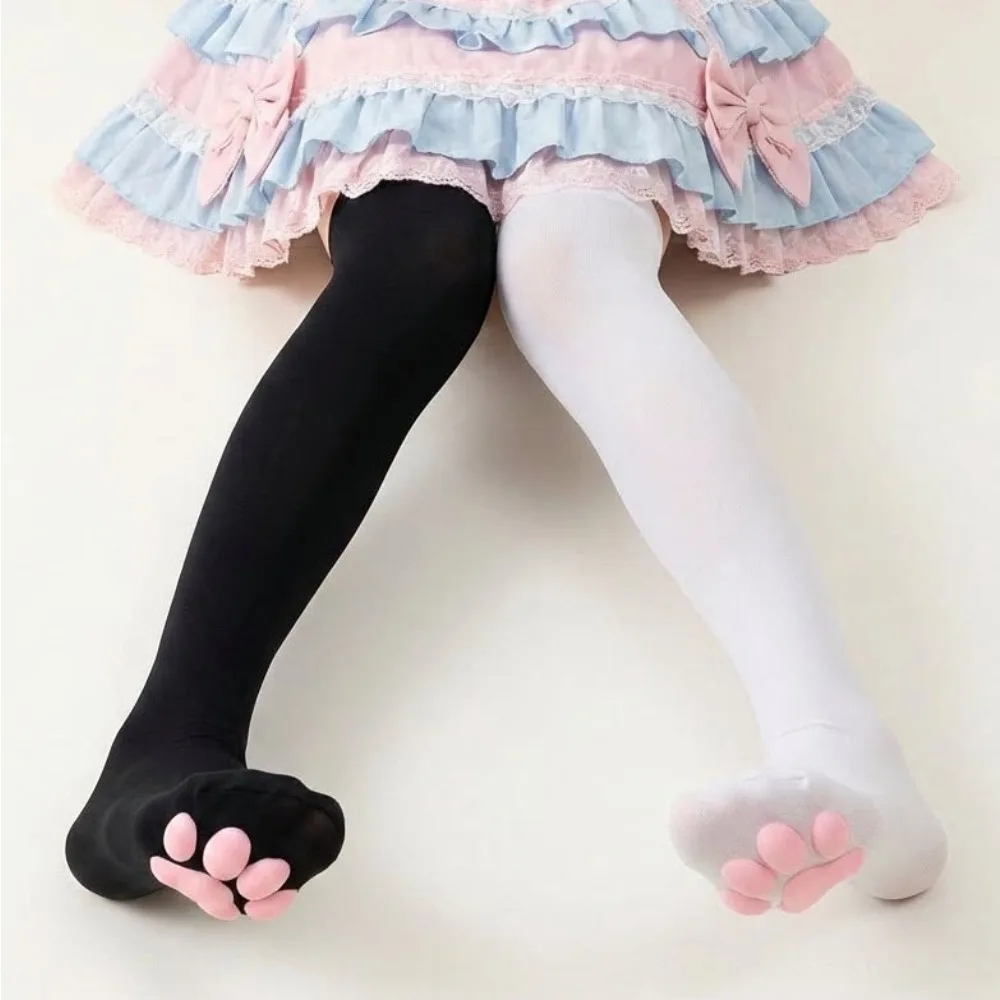 Women's High Socks Lolita JK Harajuku Stockings 3D Kawaii Pink Cat Claw Stockings Trendy Thigh High Sock Sexy Slimming Stockings