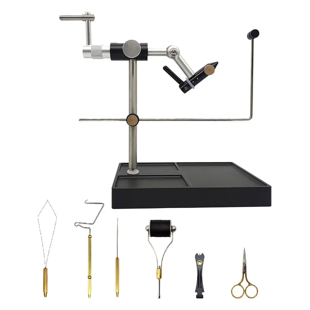 360° Rotary Fishing Flies Tying Tool Universal Fly Tying Vise Pedestal Base Bobbin Thread Holder Flies Lure Making Accessories
