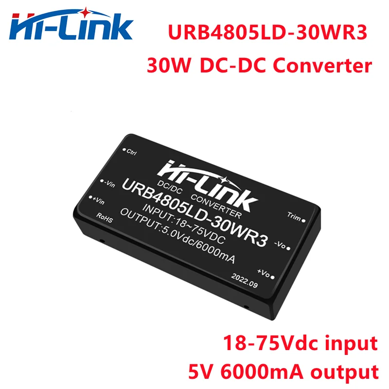 

Household URB4805LD-30WR3 30Watt 18-75V DC DC Isolated Power Module 5V 6A Output Step Down Adjustable Converter