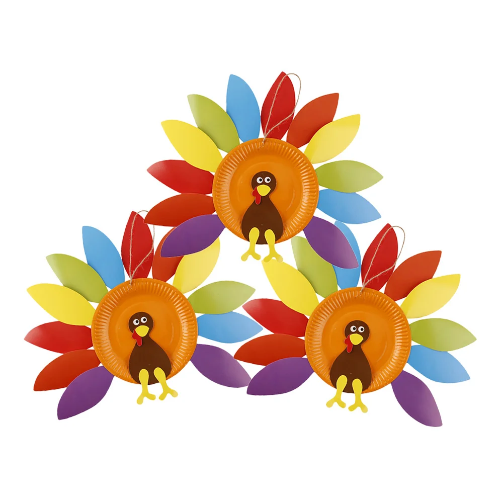 3 قطع من إكسسوارات عيد الشكر المصنوعة يدويًا لتزيين تركيا ومواد صياغة الأطفال وصديقة للبيئة وديكورات عيد الشكر الآمنة