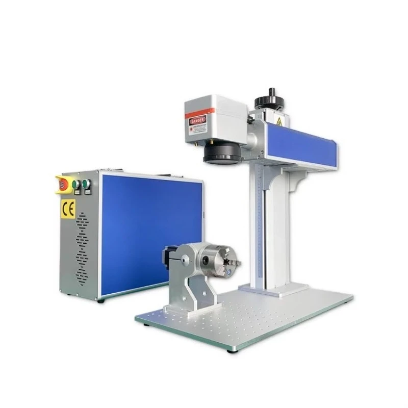 50W Enclosed Fiber Laser Marking Machine With Smoke Extractor For Brass Nameplate Engraving High Contrast OEM Manufacturer