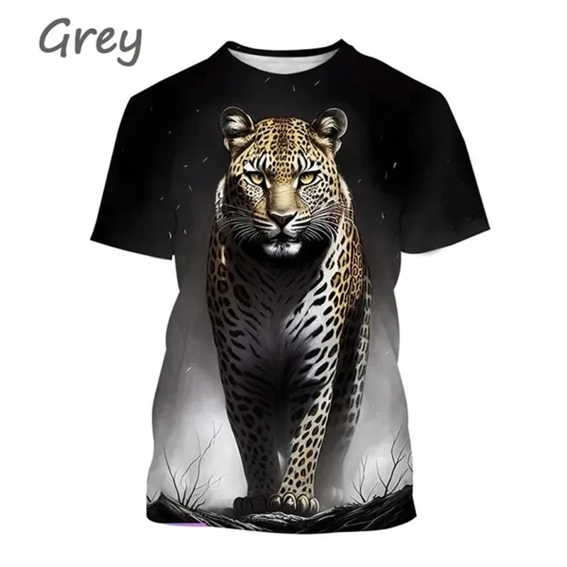 Summer Fashion New Men\'s Printed T-shirt with Animal Tiger Pattern Plus Size Comfortable Casual Round Neck Short Sleeve Top