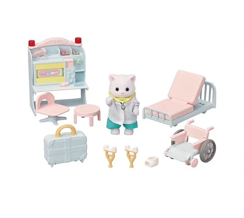 Origineel op voorraad Sylvanian Families Anime Figuur Village Doctor Starter Set Forest Family Sylvanian Family Decor Kerstcadeau