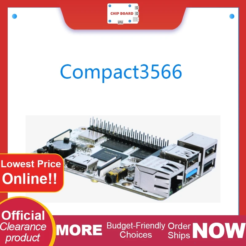 Compact3566 SBC: Rockchip RK3566 quad-core Cortex-A55 processor running at 1.8 GHz