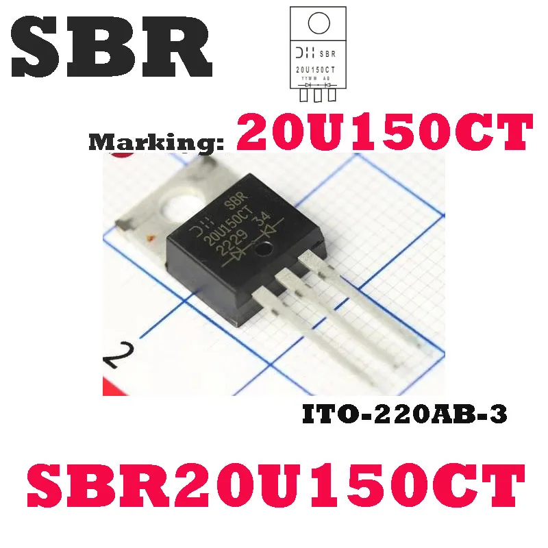 10個入り-sbr20u150ct、型番：20u150ct、to-220パッケージ、150v-10a、高性能整流トランジスタ（sbr）、正規品、新品。
