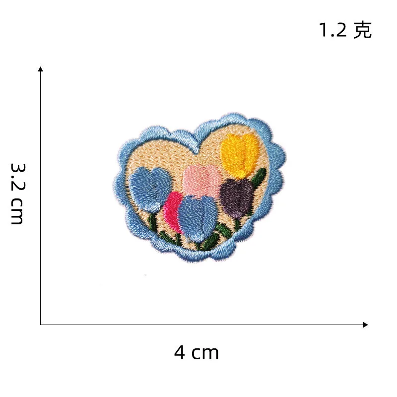 Love Flower Self-adhesive Embroidery Patch DIY Applique Decorative Phone Case Scrapbooking Handmade Accessories
