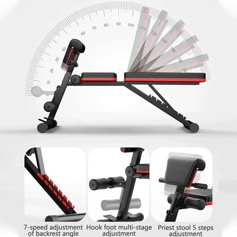 New Foldable Dumbbell Bench 7 Gear Backrest Sit Up AB Abdominal Fitness Bench Weightlifting Training Equipment