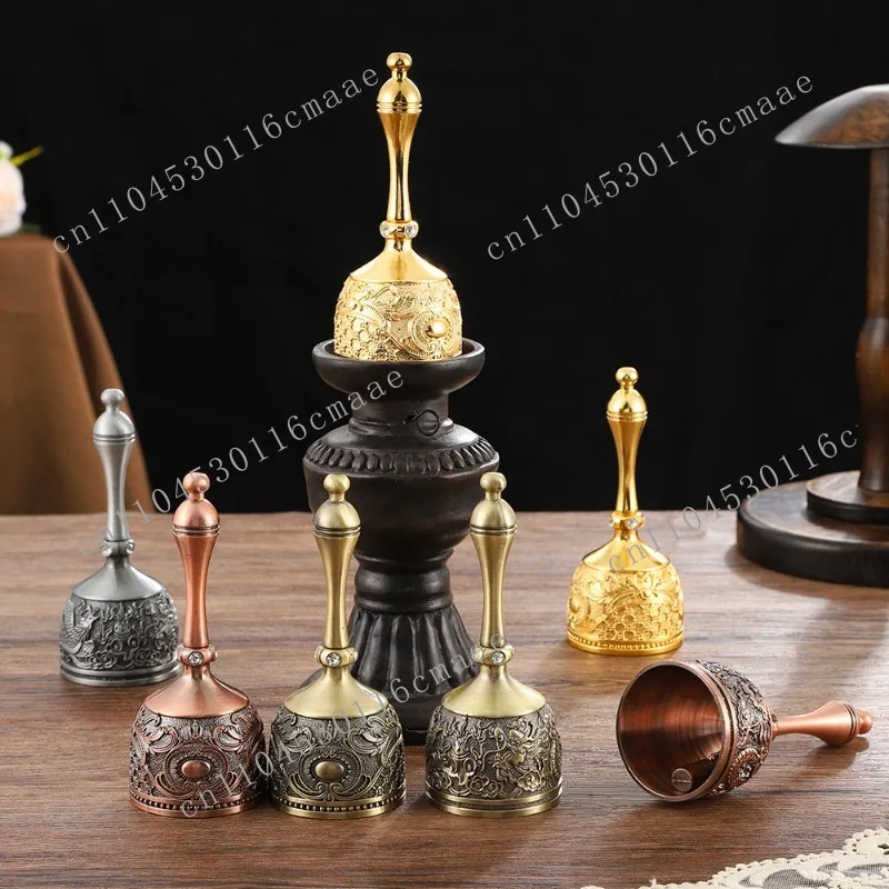 Retro bell metal handle hand bell, bar restaurant dish bell, bronze dragon and phoenix hand bell