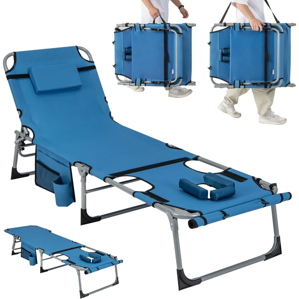 

Tanning Chair, 330Lbs Patio Lounge Chair with 5 Adjustable Position, Face & Arm Hole, Hand/Shoulder Strap, Customized