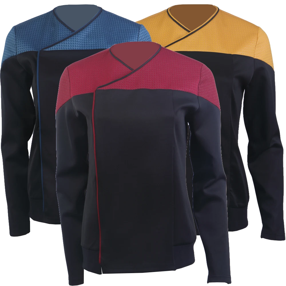 

ST Picard 3 Command Rot Uniform Cosplay Starfleet Gold Blau Shirts with Zipper Picard Costume Halloween Party Prop