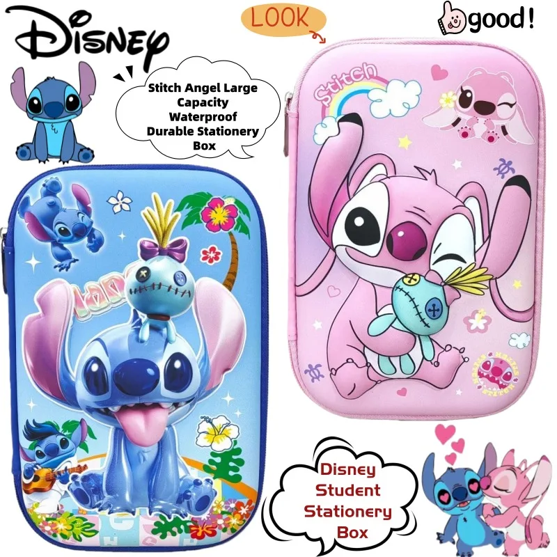 

Disney Stitch Angel Large Capacity Waterproof Durable Stationery Box Creative Cartoon Animation Peripheral Student Storage Box