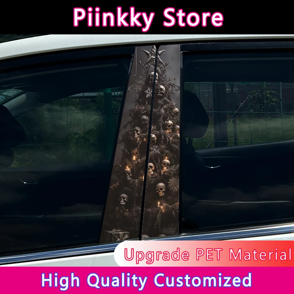 

Gothic Christmas Tree Auto Stickers Car B-pillar Car Center Column Decoration Cover Scratches Waterproof Decals Car Accessories
