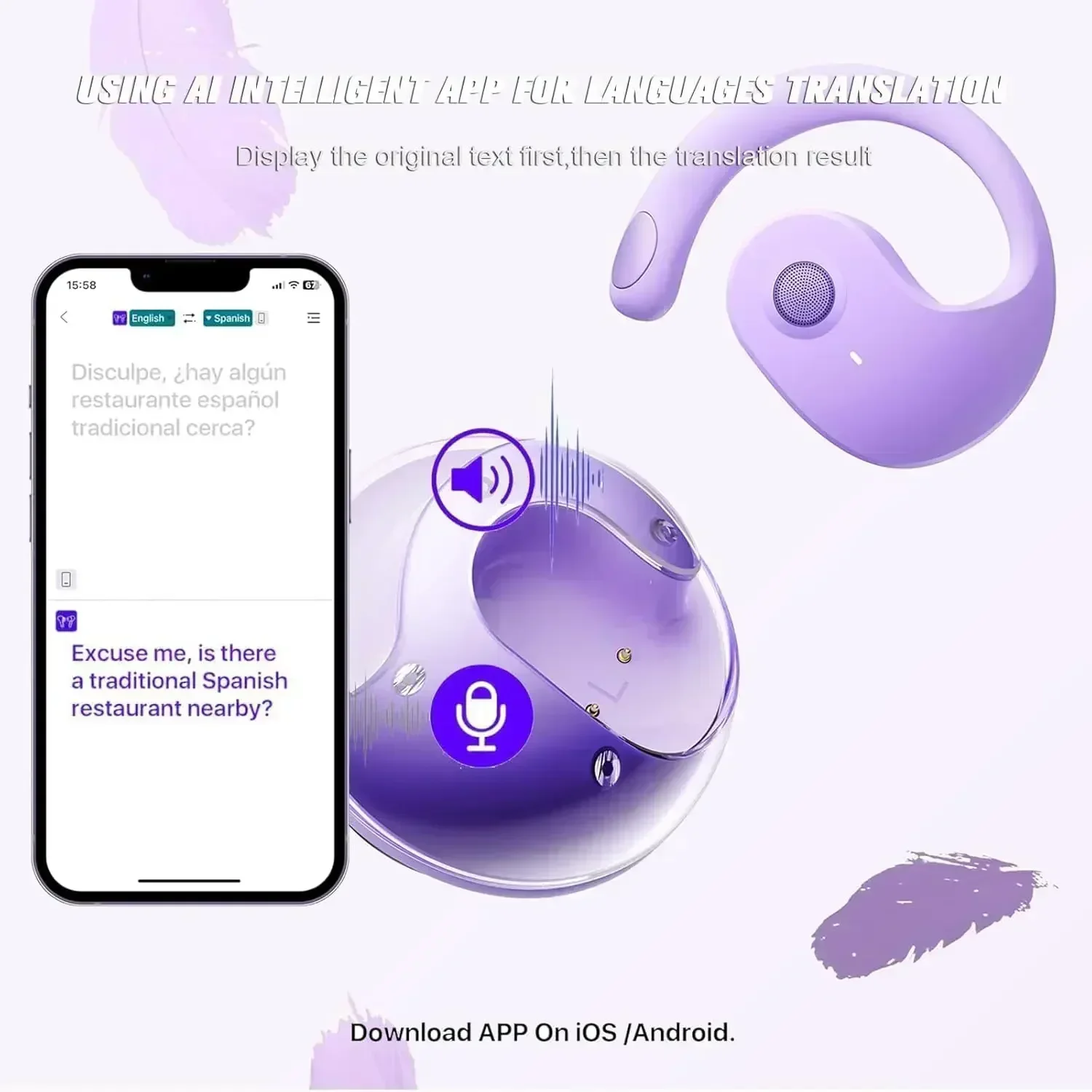 Fones de ouvido Bluetooth de condução óssea com gancho aberto - corrida, deslocamento, esportes à prova de suor