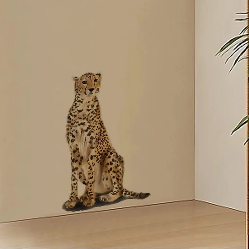 Animal cheetah wall corridor background decoration self-adhesive stickers