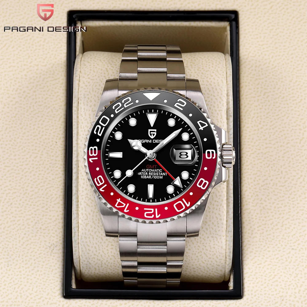 

New PAGANI DESIGN PD-1662 Men's Mechanical Watch Luxury Ceramic bezel Automatic Watch 10bar Waterproof Sapphire Glass GMT Watch