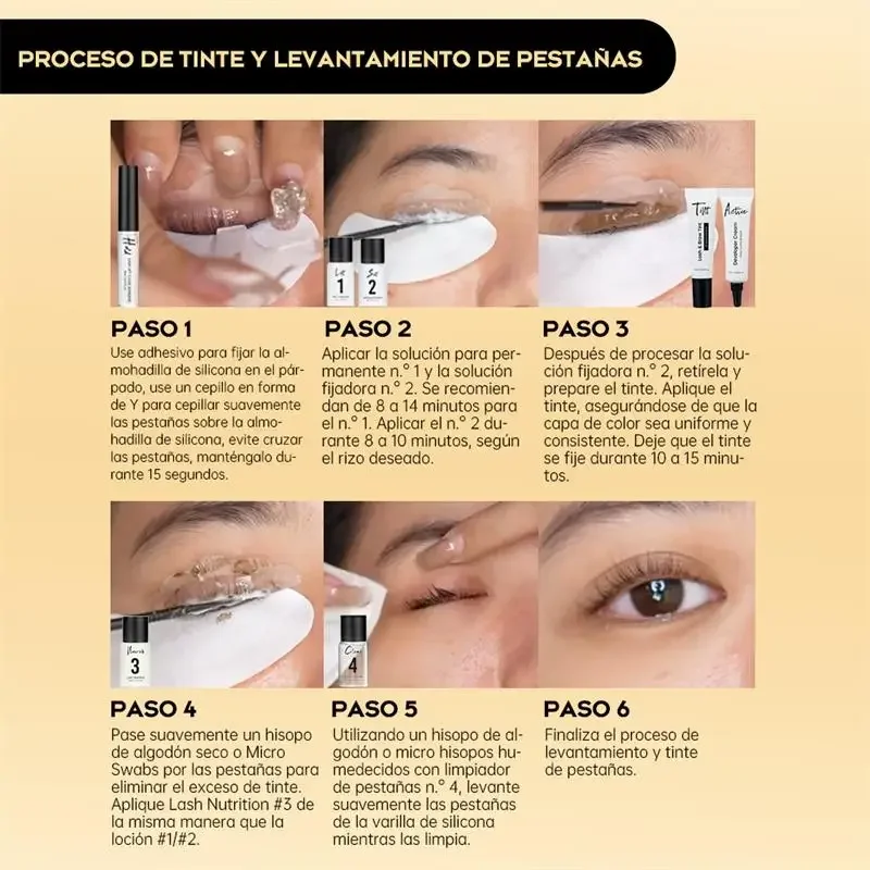 Gollee Classic Black Natural Eyelash Lifting Perm Treatment ชุดแต่งหน้า Lash และ Brow Tinting Kit ง่ายสําหรับผู้เริ่มต้นที่บ้าน