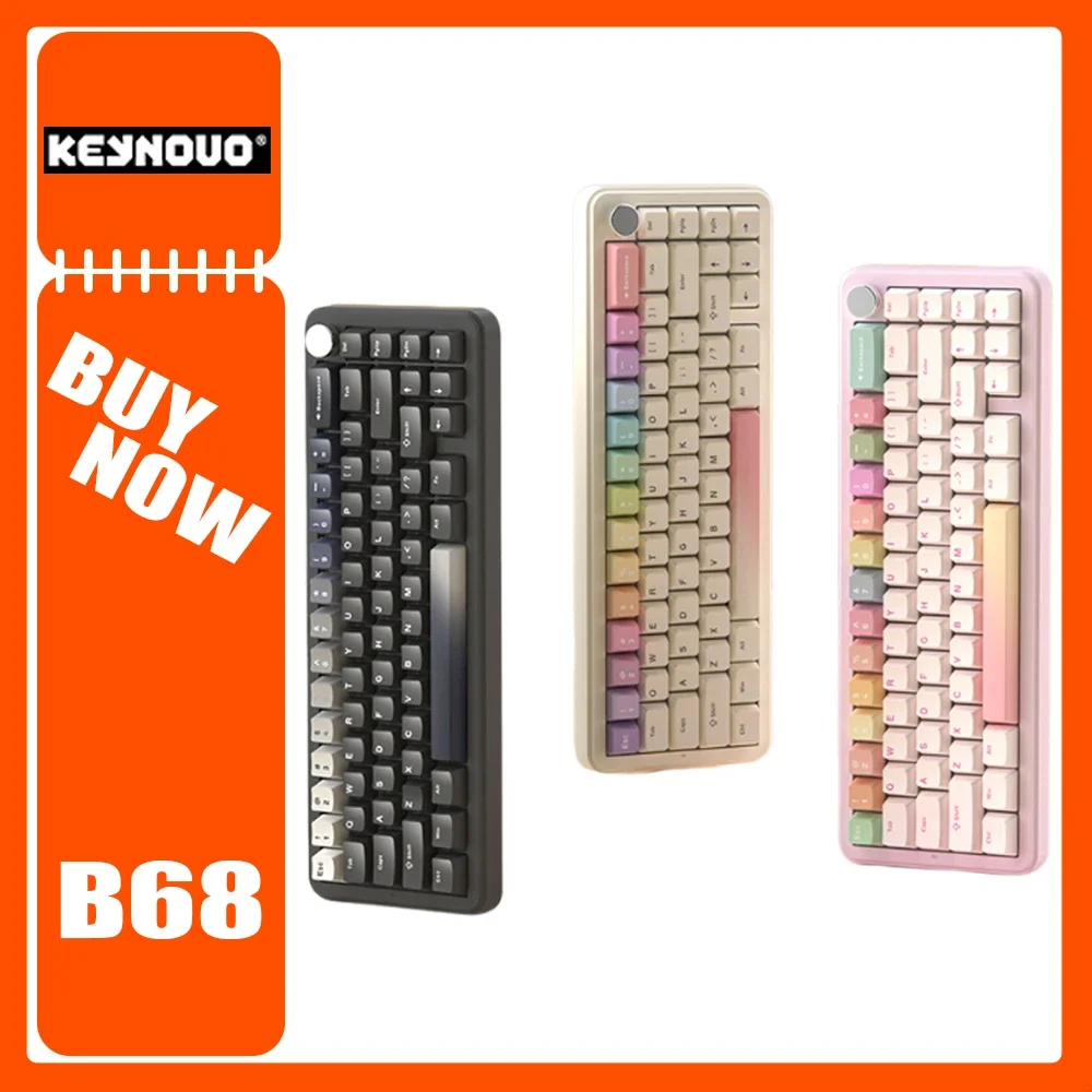 KEYNOUO B68 Wireless Mechanical Keyboard Three Mode Hot Swap E-Sport Customization Gaming Keyboard RGB Backlight Keyboard Gifts