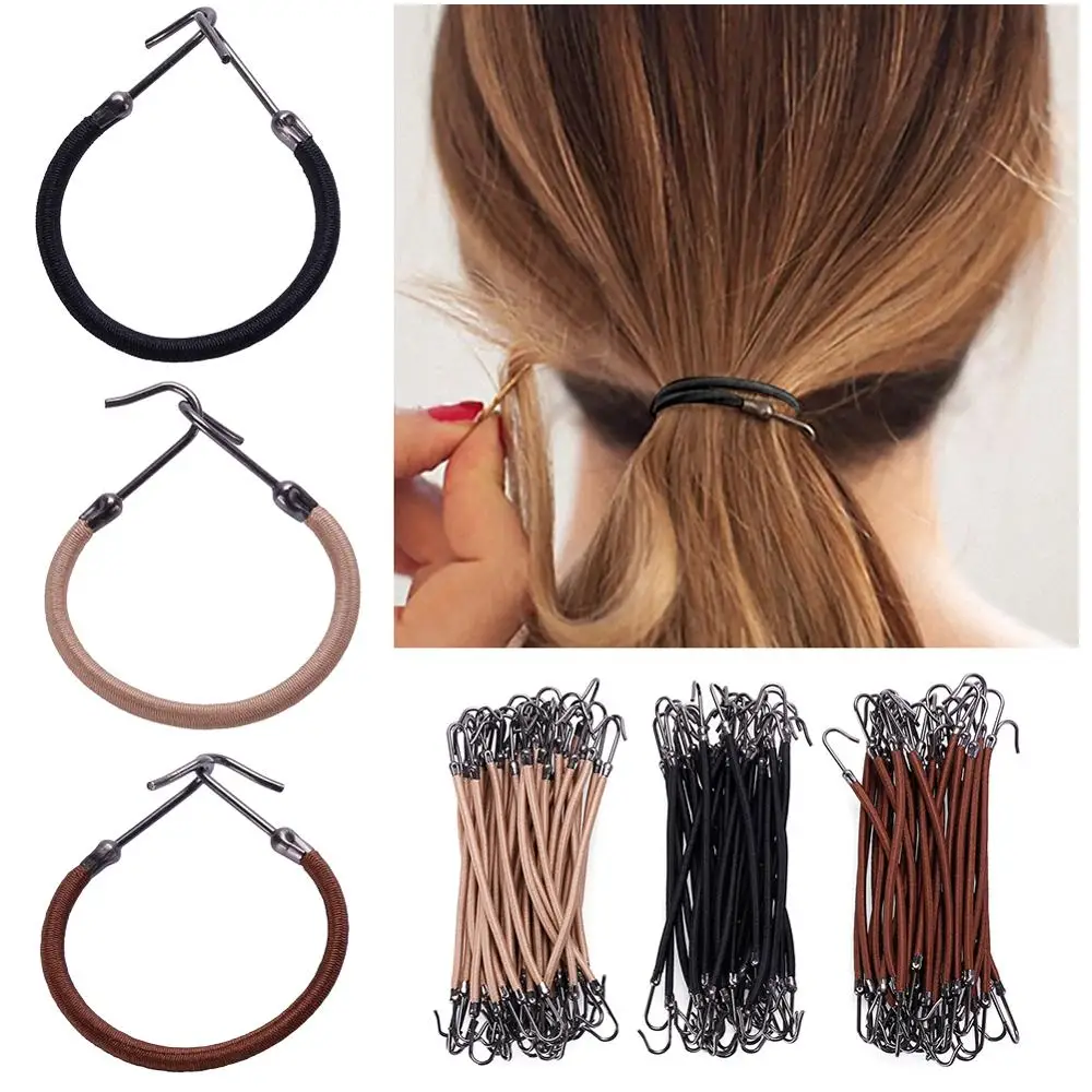 1/5/10 Uds. Clips elásticos informales, lazos para niñas y mujeres, bandas de goma con ganchos, soporte para cola de caballo, accesorios para el cabello grueso