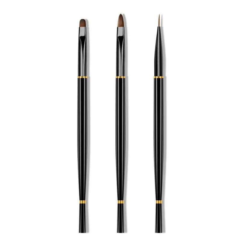 Prego cor pintura Pen Set, 3 Pull Pen, Black Rod, escova de escultura, Flower Hook, Line Pen, Nail Enhancement Tool, Nails Art