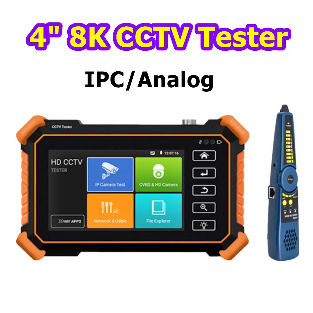 2024 Portable 8K CCTV IPC Camera Tester Monitor H.265 IP Camera Tester 8MP AHD CVI TVI Analog CCTV Tester WIFI UTP Cable Tester