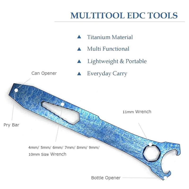 ABDJ-Barretta di leva in lega di titanio Apribottiglie multiutensile Dimensioni compatte EDC Cacciavite chiave per leva multiutensile