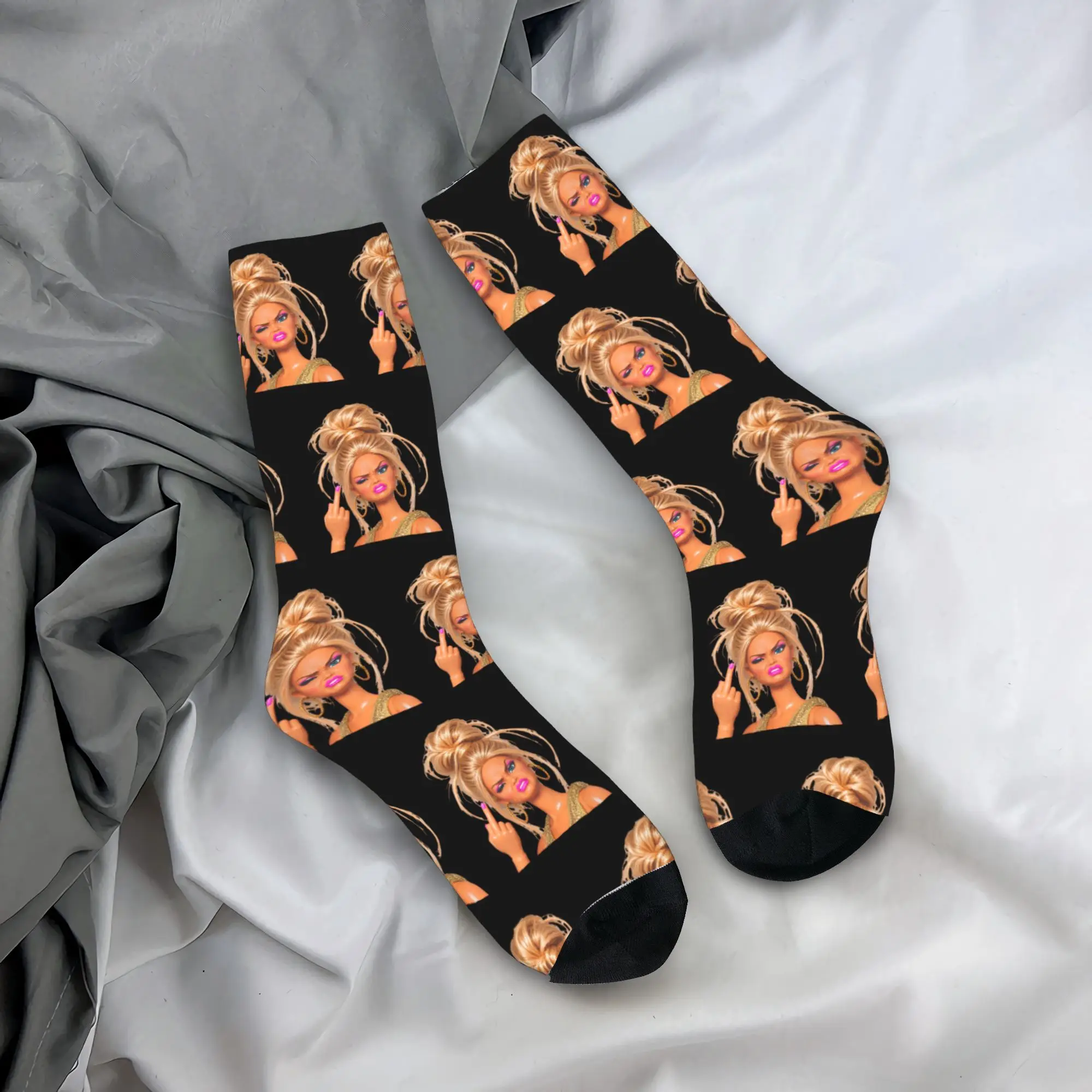 Blonde Doll Disheveled Doll Crew Socks for Women Men Accessories All Seasons  Soft Long Socks Non-slip