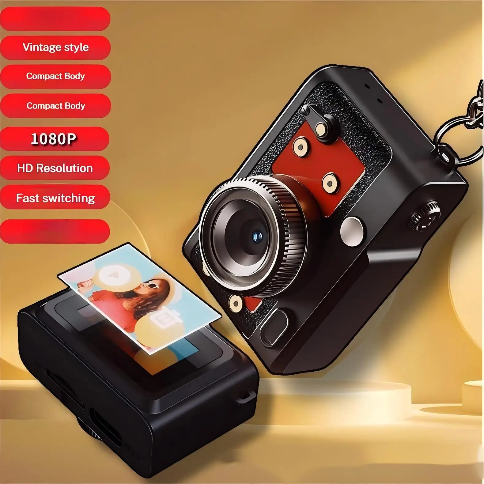 Regalo para estudiantes Mini cámara Digital Retro 1080P HD videocámara de pulgar memoria de vida escolar dispositivo de disparo portátil