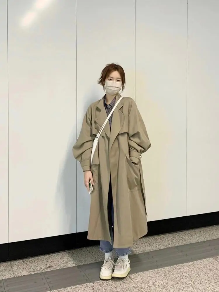 

Trench Coat Buttoned To The Top Woman Clothing Crop Oversize Manteau Pour Femme Elegant Ladies 2025 Sports Coats Green