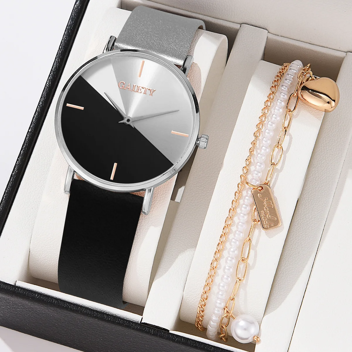 Luxury Brand Women Watches Bracelet Set Leather Strap Rose Gold Dress Female Clock Fashion Design Women Watch Ladies Wristwatch