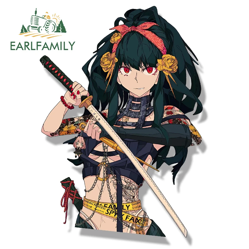 EARLFAMILY Samurai Yor Forger Fanart Car Sticker Anime Assassin Sketch Waifu Decal Peek Girl Window Helmet Motorcycle Stickers