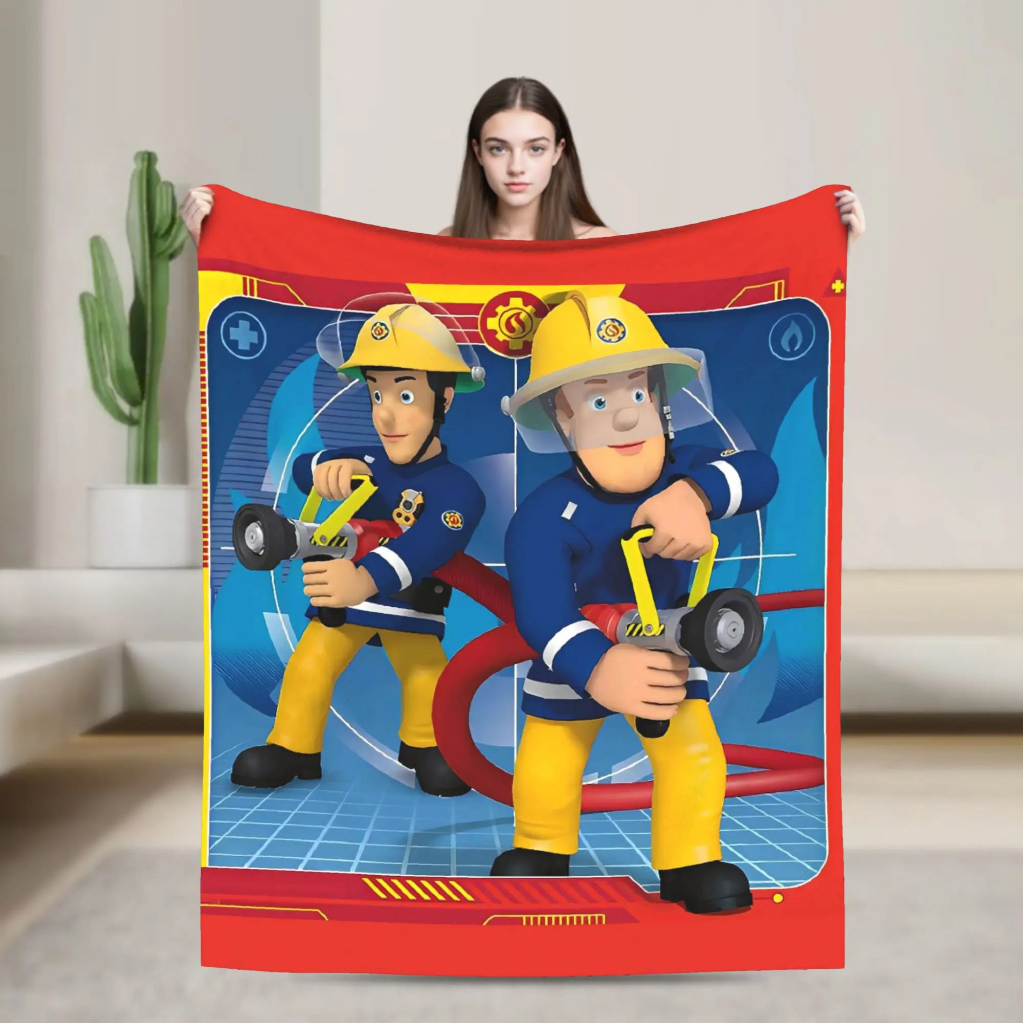 Firemans Sams Flannel Blanket Winter  Super Warm Throw Blanket for Girls Boys Outdoor Pattern Bedspread Sofa Bed Cover