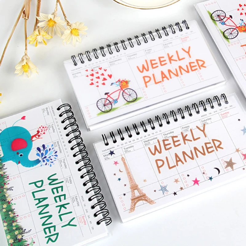 แบบพกพาเกลียววางแผนรายเดือนรายสัปดาห์ 50 แผ่นปกครองหน้า Academic Planner