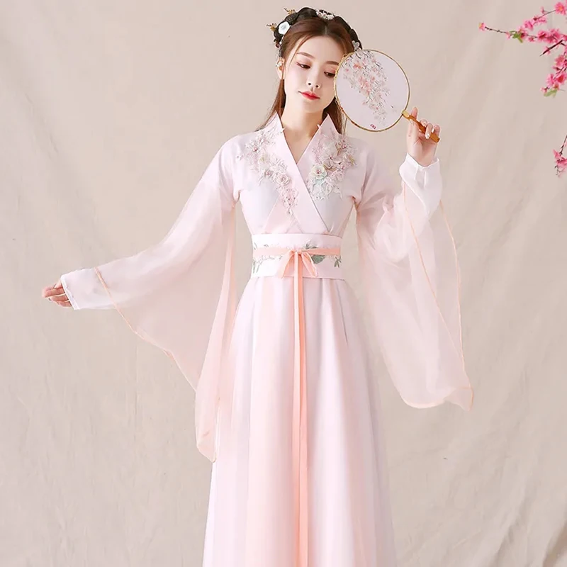 

Women New Chinese Hanfu Traditional Dancing Performance Outfit Costume Han Dresses Princess Clothing Oriental Tang Dynasty Fairy