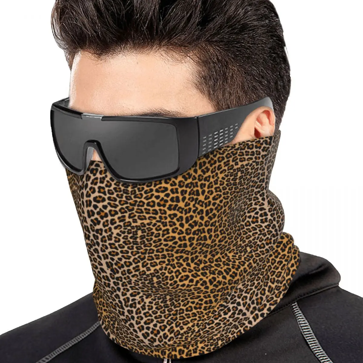 Leopard Print Bandana Neck Gaiter Printed Wrap Scarf Riding Face Mask Unisex Adult Breathable