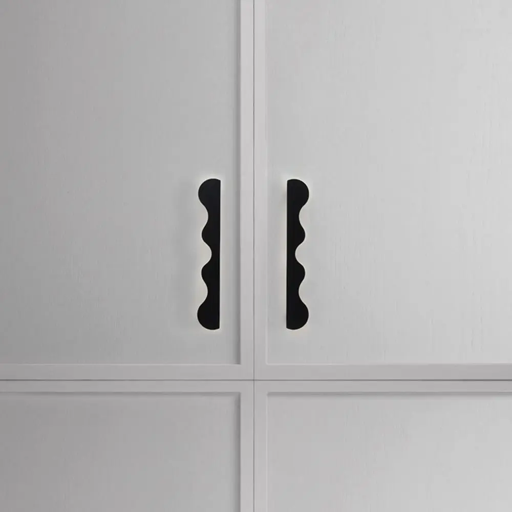 Wave Shape Brass Cabinet Handles Modern Design Pure Brass Drawer Pulls Antique Bronze Door Hardware Handle Restaurant Door