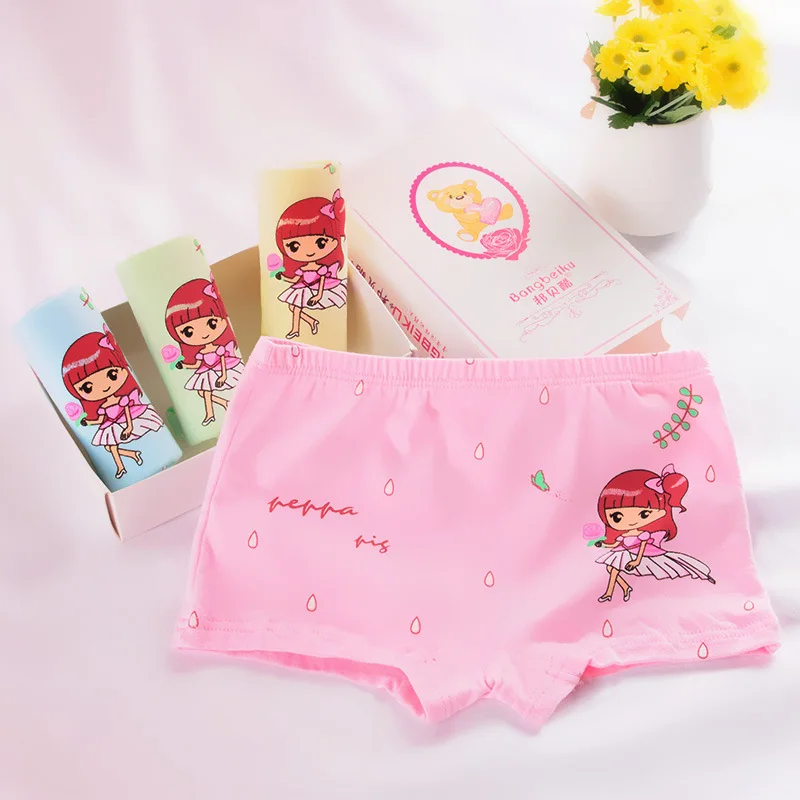 4pcs/Lot Girls Cotton Briefs Healthy Panties Kids Breathable Soft Cute Design Underpants Children Boxers Size 3-10T