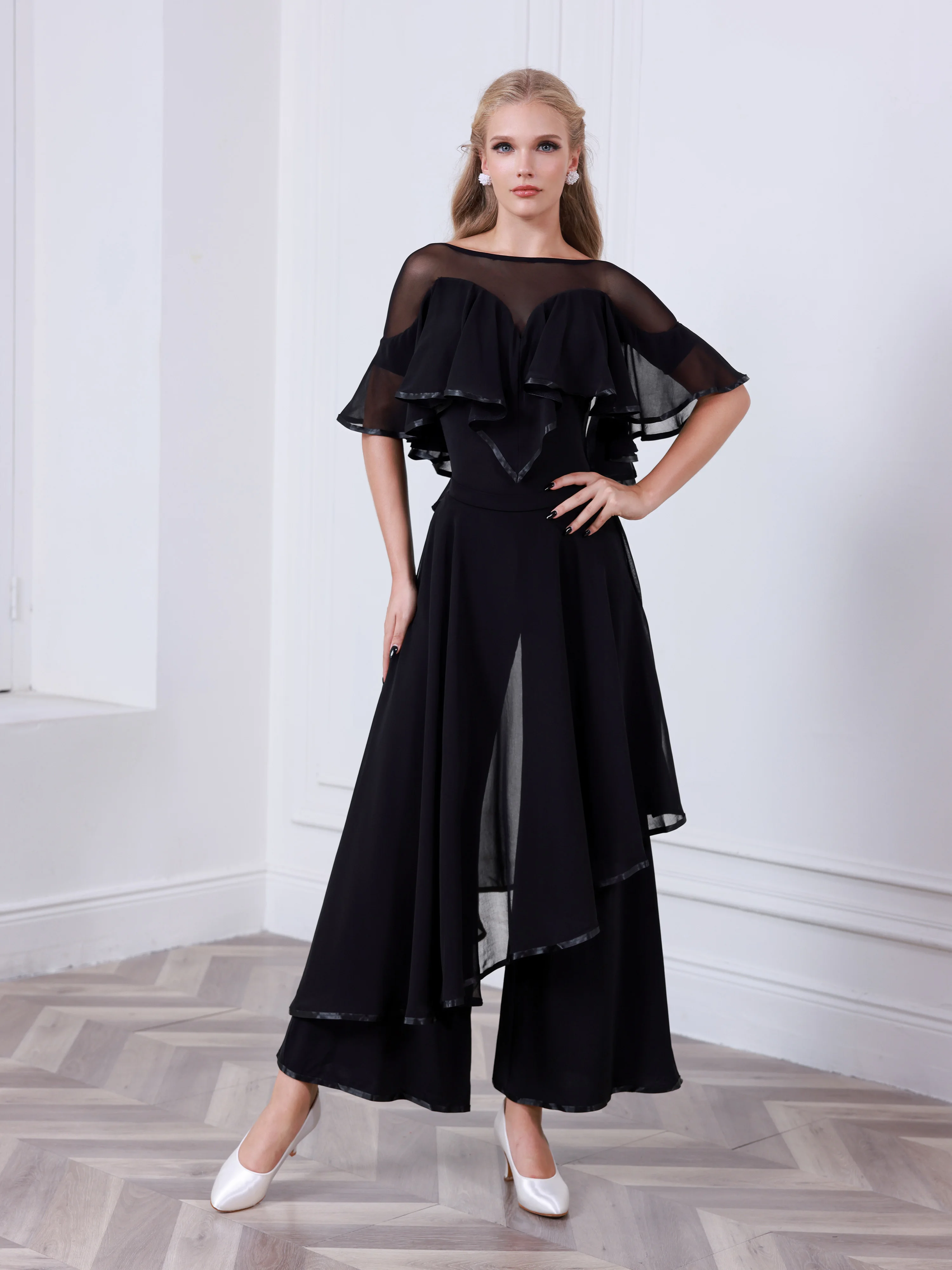 UK Latin Dance Dress Women's Two-Piece Modern Ballroom Set Elegant Practice Wear for Performance & Training