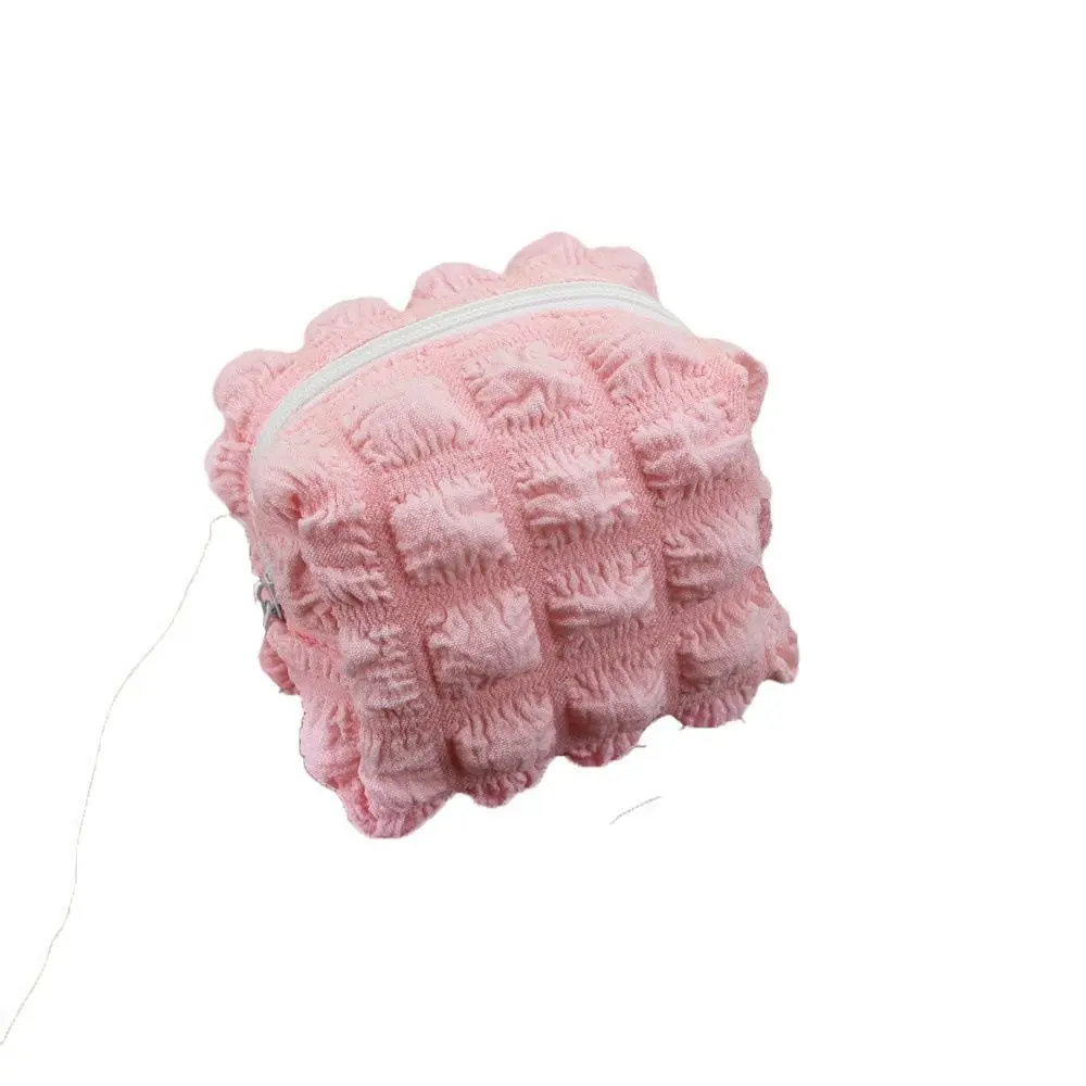 Bubble Plaid Pleated Cloud Coin Purse Korean Style Small Cloud Lipstick Bag Square Credit Card Holders Data Cable Storage Bag