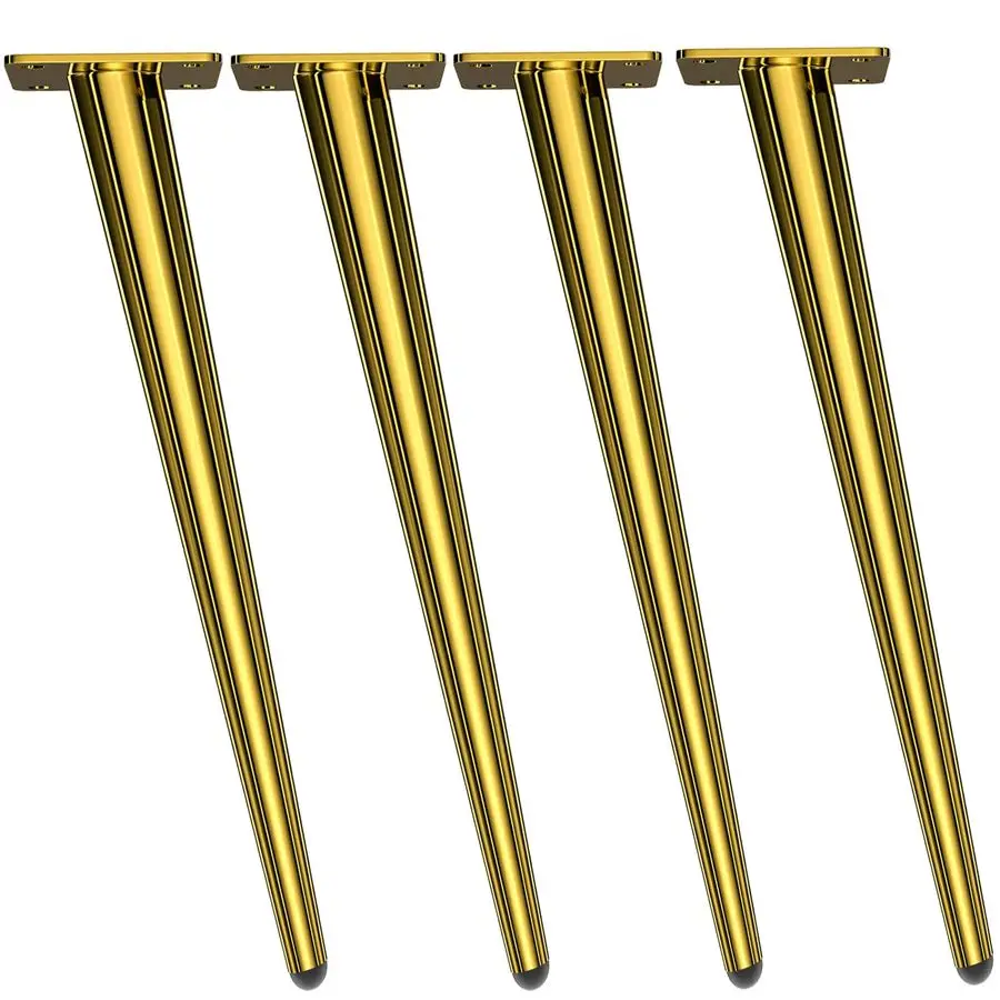 

30 Inch Furniture Legs Gold Round Tapered Metal Table Leg, Slant Cabinet Furniture Feet Hardware for Coffee Table, 4 Pack