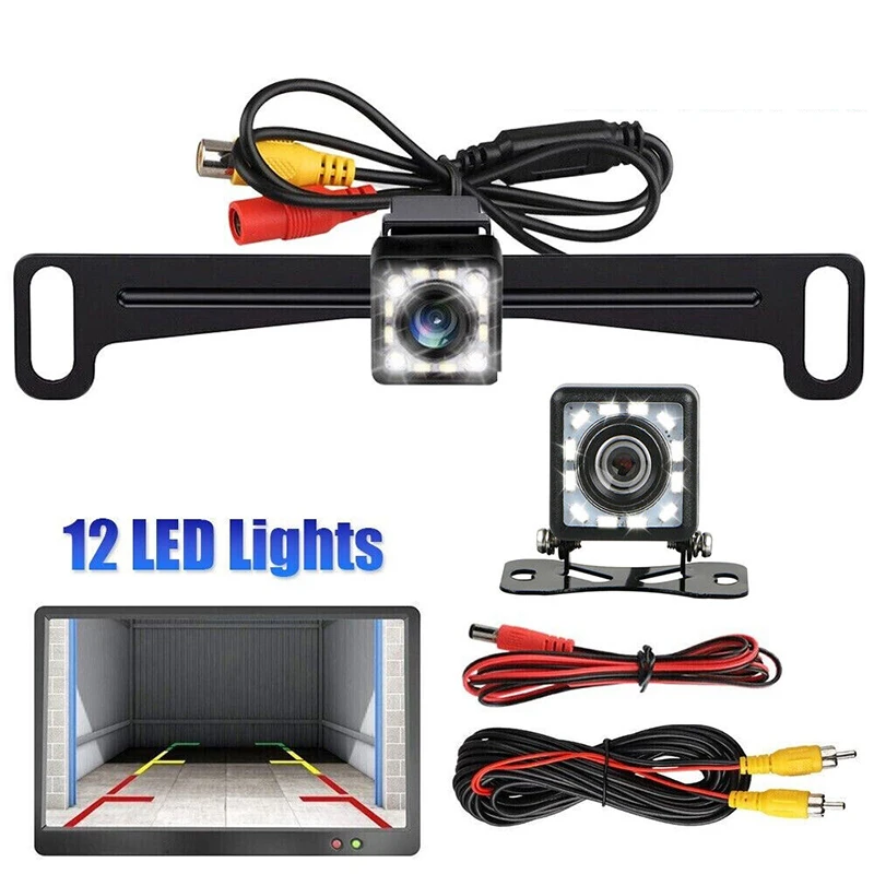 سيارة الرؤية الخلفية كاميرا احتياطية لوحة ترخيص عكس 12 LED للرؤية الليلية لمراقبة عكس وقوف السيارات SUV لاقط شاحنة التخييم RV