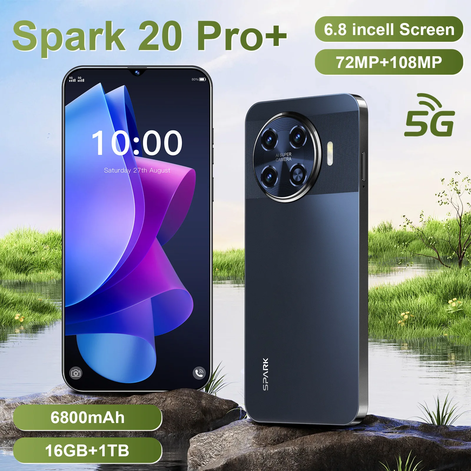 Mobile Phones Spark 20 Pro Global Version smartphone android Original 5G 7.3inch cellphones Cell Phone NFC 7800mAh Dual SIM Card