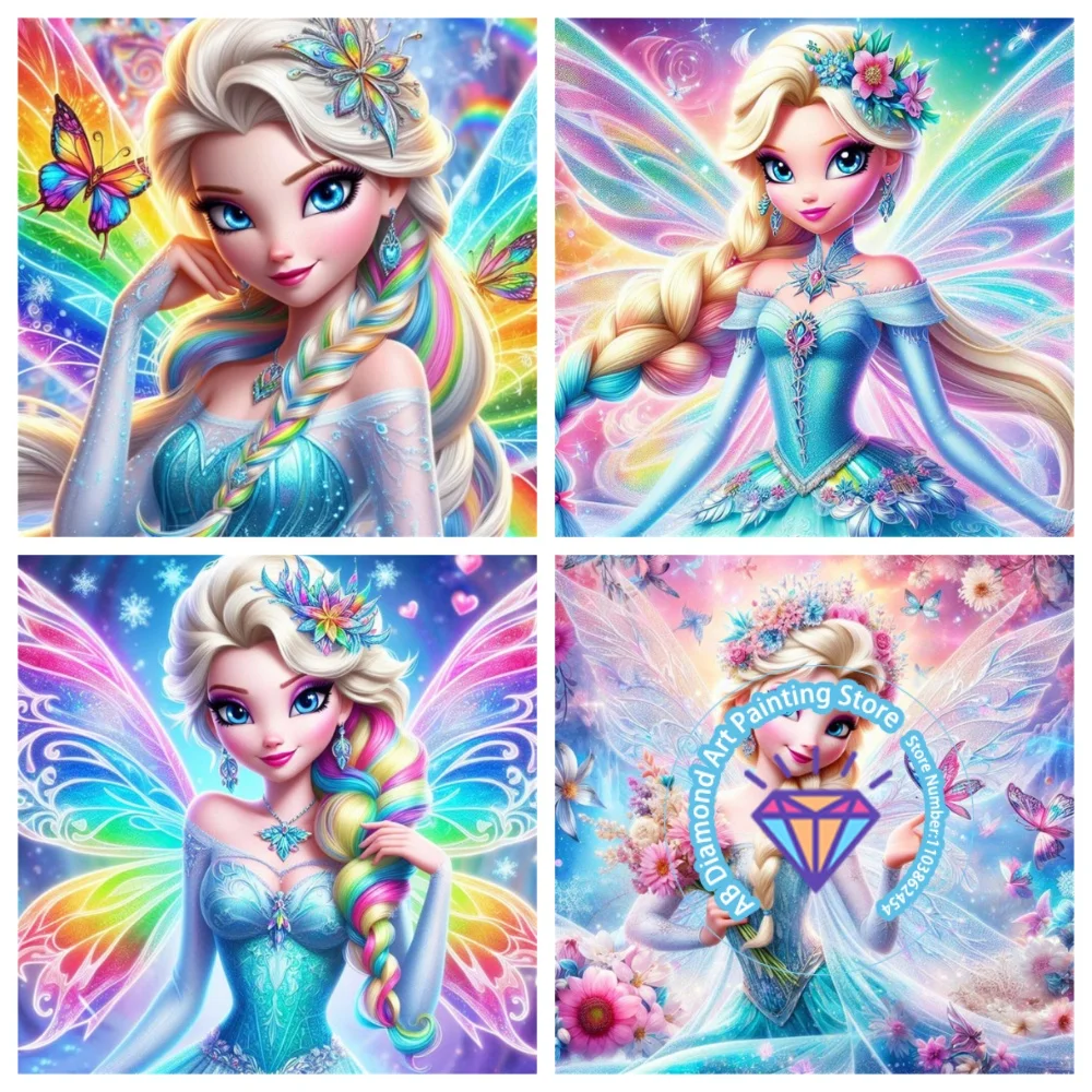 

Frozen Elsa Cartoon AB Diamond Drawing Kit Square Round Diamond 5D DIY Mosaic Handmade Art Adult Exquisite Gift Home Decor