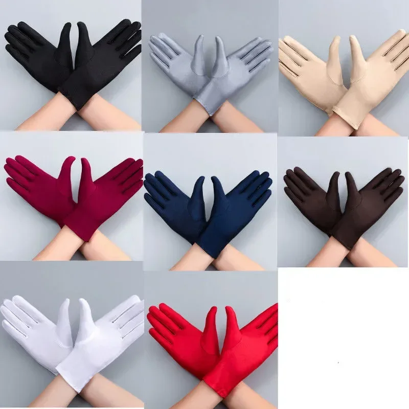 

Autumn Summer Thin Ice Silk Gloves Spring Cycling Driving Black White Gloves Training Sun Protection Handschuhe