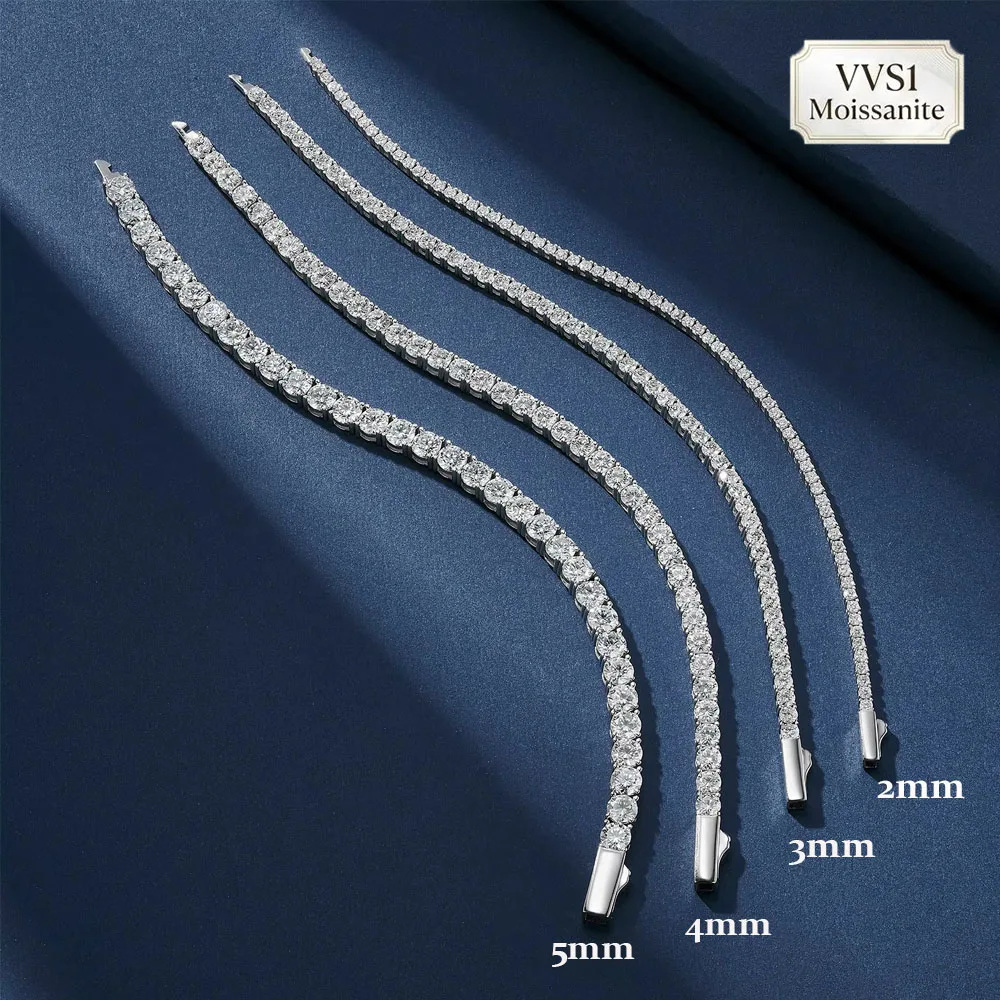 FLEXKING 3/4/5MM Brass Moissanite Tennis Bracelet Pass Diamond Tester For Men Women Hip Hop Sparkling Wedding Jewelry view 5