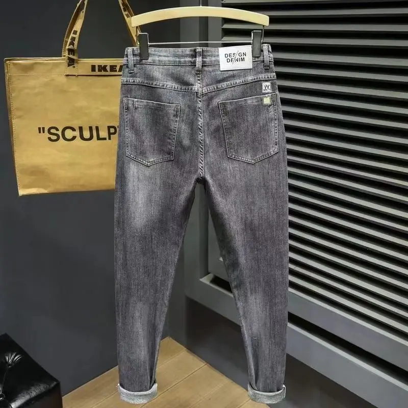 2024 New Spring and Autumn Korean style streetwear boyfriend luxury clothing designer Casual Slim Denim Jeans Men\'s Pencil Pants