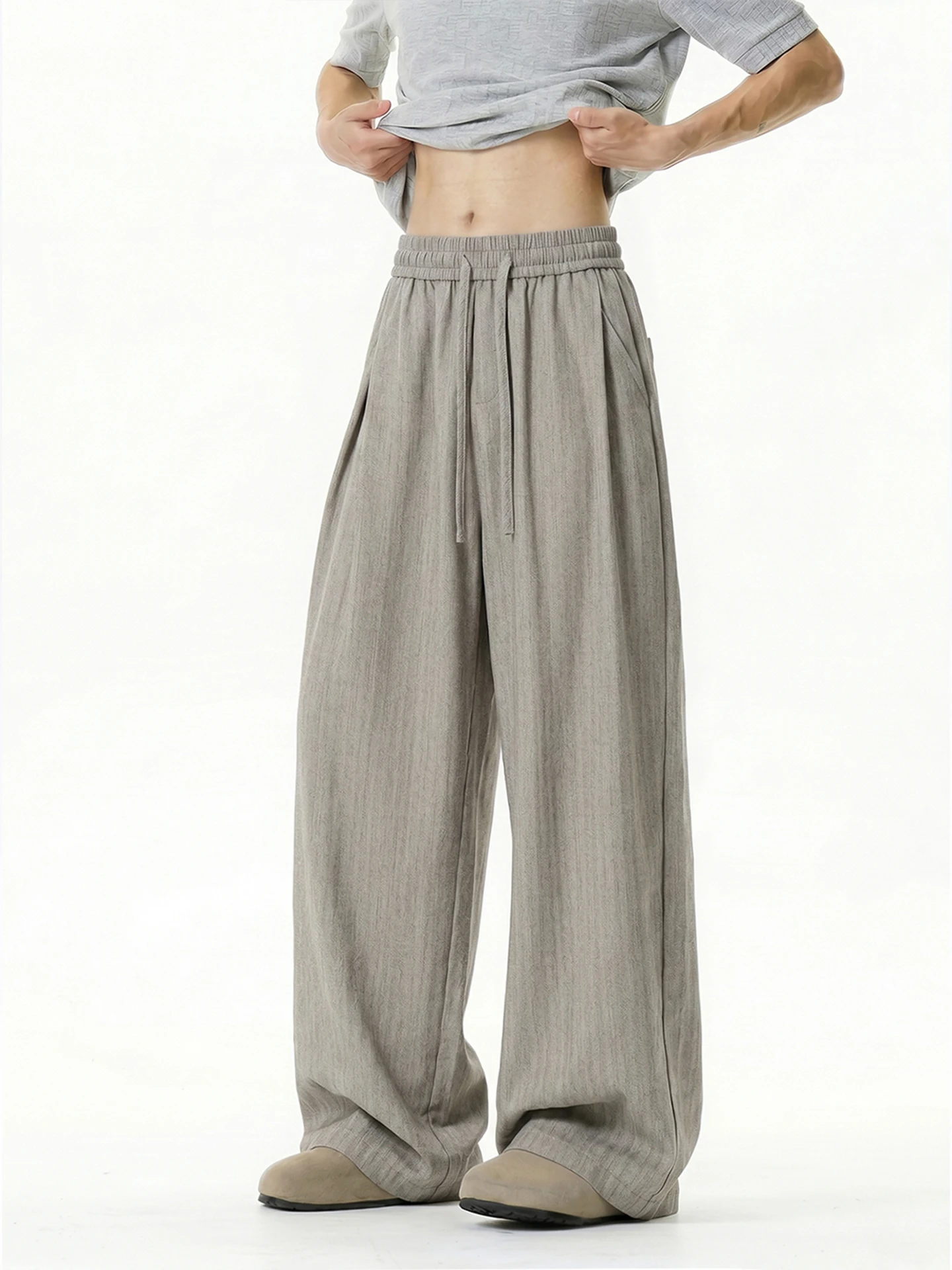 

Loose Wide Leg Casual Pants Men's Summer New Style Trousers Vertical Stripe Loose Fit Versatile Trendy High-End Straight Leg ...