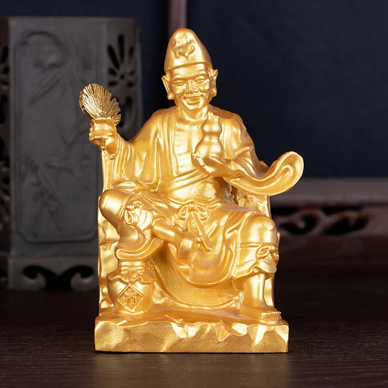 Living Buddha Jigong Statue Daoist Deity Figurine, Retro Home Decor for Your Desk
